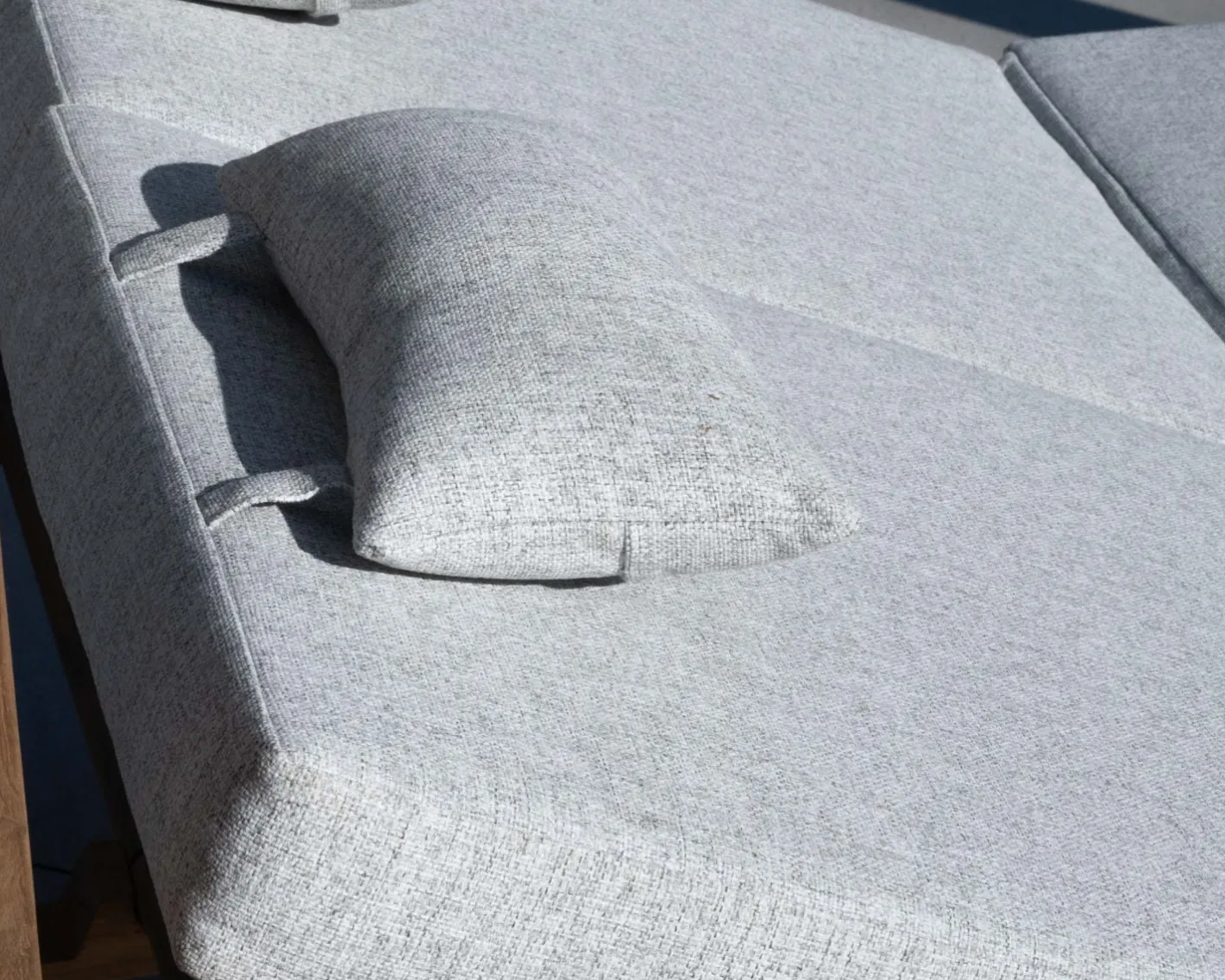 Online Lit de jardin en teck et tissu spécial extérieur gris clair "Eclipse" Canapé De Jardin|Bain De Soleil