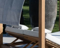 Online Lit de jardin en teck et tissu spécial extérieur gris clair