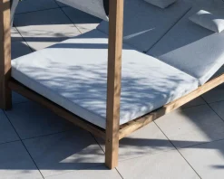 Online Lit de jardin en teck et tissu spécial extérieur gris clair