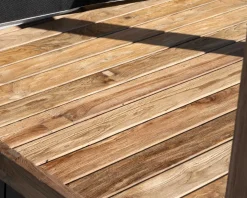 Online Lit de jardin en teck et tissu spécial extérieur gris clair