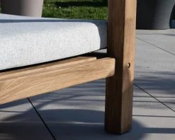 Online Lit de jardin en teck et tissu spécial extérieur gris clair