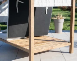 Online Lit de jardin en teck et tissu spécial extérieur gris clair
