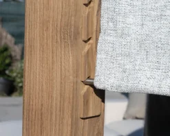 Online Lit de jardin en teck et tissu spécial extérieur gris clair