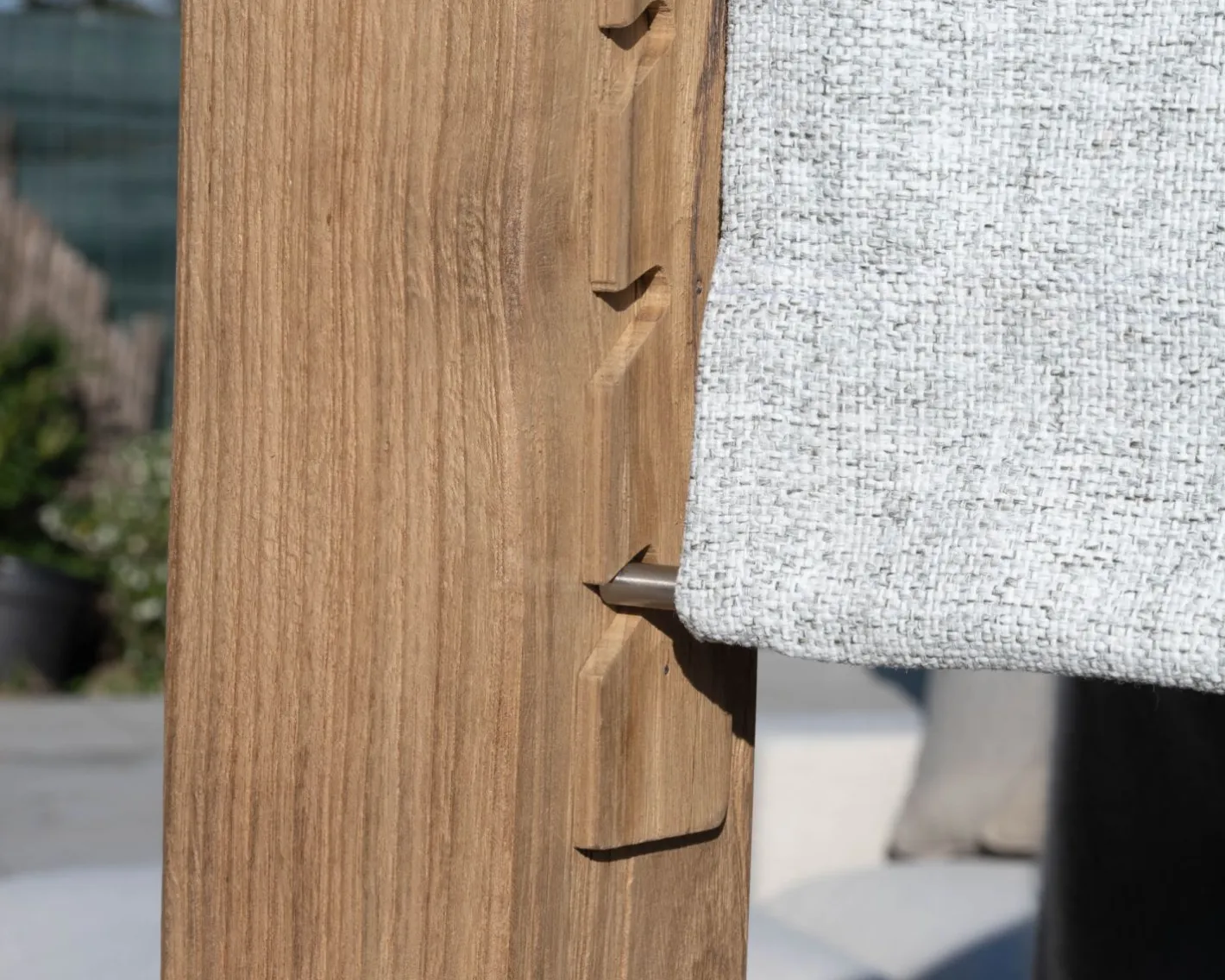 Online Lit de jardin en teck et tissu spécial extérieur gris clair "Eclipse" Canapé De Jardin|Bain De Soleil