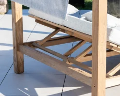 Online Lit de jardin en teck et tissu spécial extérieur gris clair