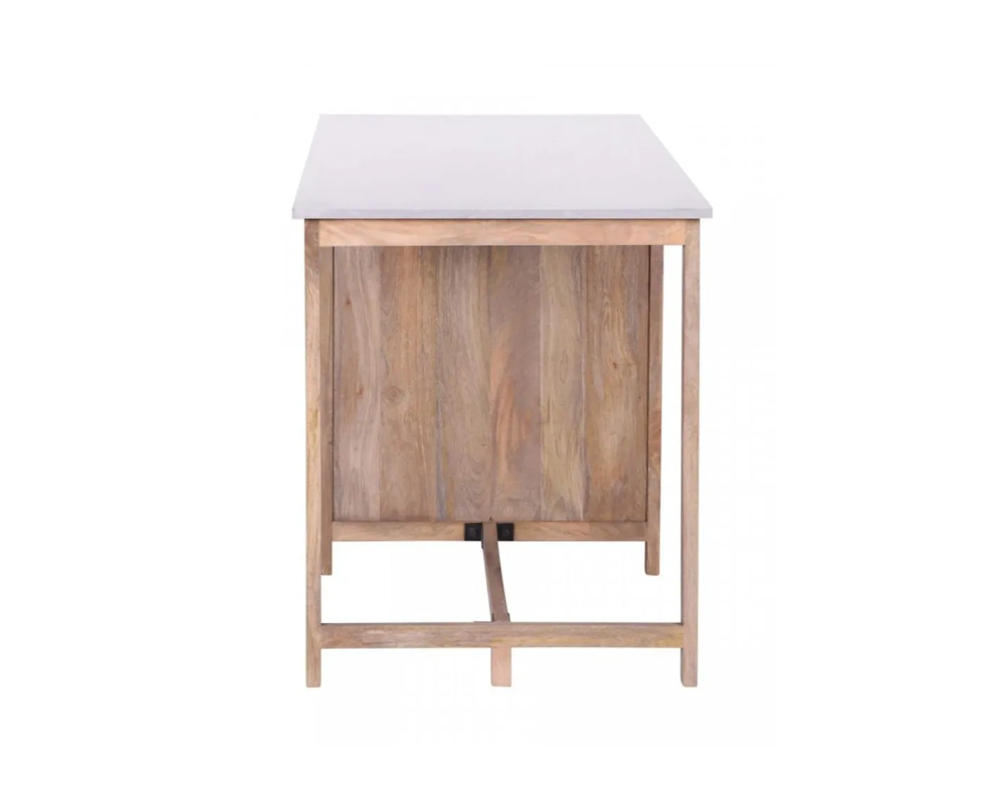 Discount Îlot central bois et quartz blanc avec coin repas "Grand Chef" Billot Et Ilot De Cuisine