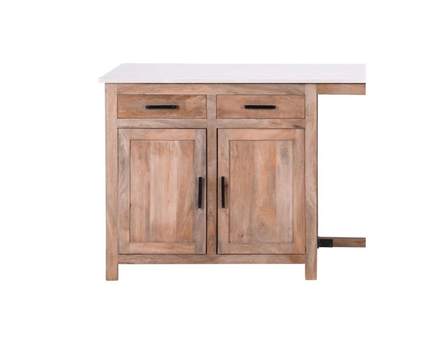 Discount Îlot central bois et quartz blanc avec coin repas "Grand Chef" Billot Et Ilot De Cuisine