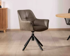 Hot Lot de 2 chaises avec accoudoirs sur pied rotatif 