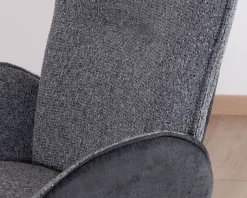 Hot Lot de 2 chaises avec accoudoirs en tissu bi-matière anthracite "Eddy" avec pied métal pivotant Chaise