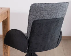 Hot Lot de 2 chaises avec accoudoirs en tissu bi-matière anthracite "Eddy" avec pied métal pivotant Chaise