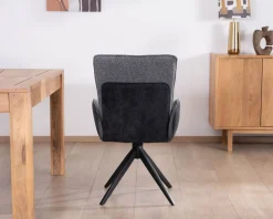 Hot Lot de 2 chaises avec accoudoirs en tissu bi-matière anthracite 