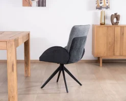 Hot Lot de 2 chaises avec accoudoirs en tissu bi-matière anthracite 