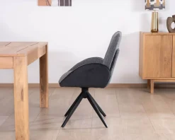 Hot Lot de 2 chaises avec accoudoirs en tissu bi-matière anthracite 