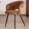 Lot de 2 chaises contemporaines "Sonate" en velours marron et pieds en métal Chaise