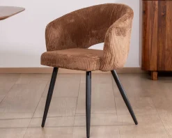 Lot de 2 chaises contemporaines "Sonate" en velours marron et pieds en métal Chaise