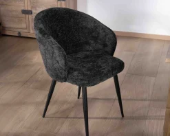 Clearance Lot de 2 chaises contemporaines et enveloppantes en tissu noir