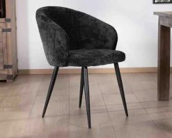 Clearance Lot de 2 chaises contemporaines et enveloppantes en tissu noir