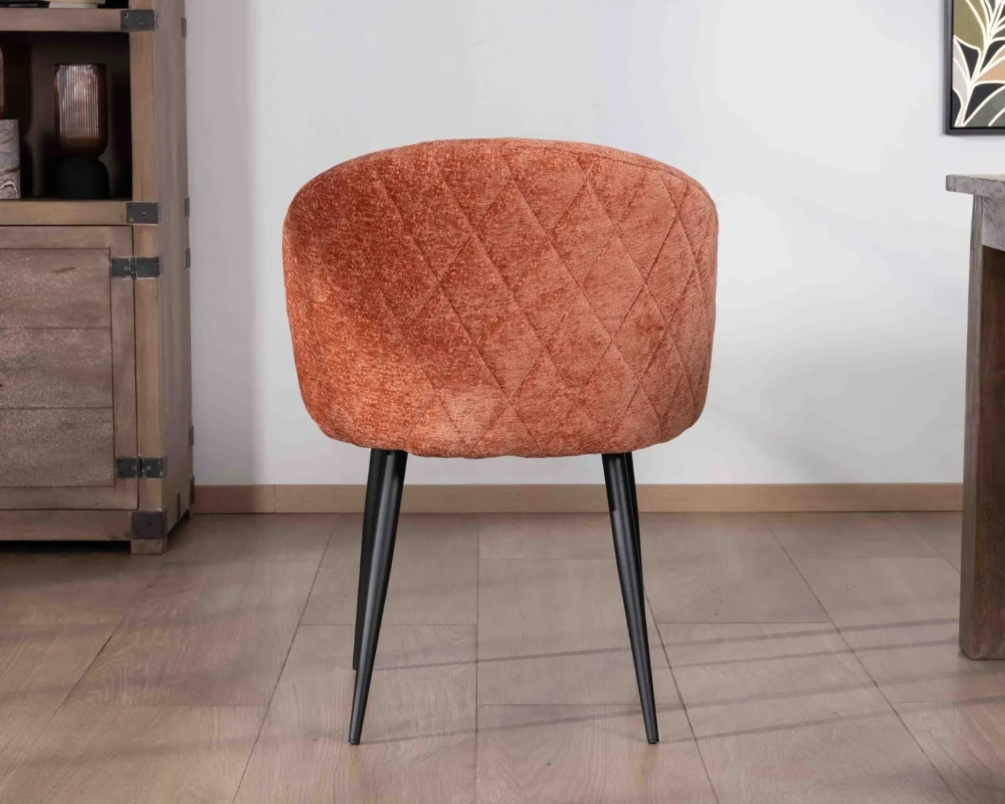 New Lot de 2 chaises contemporaines et enveloppantes en tissu bouclé terracotta "Kandy" Chaise