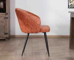 New Lot de 2 chaises contemporaines et enveloppantes en tissu bouclé terracotta