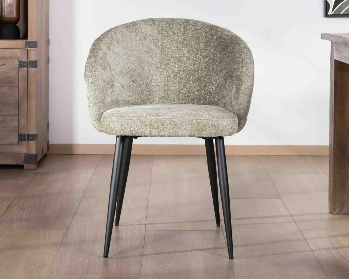 Online Lot de 2 chaises contemporaines et enveloppantes en tissu bouclé vert "Kandy" Chaise