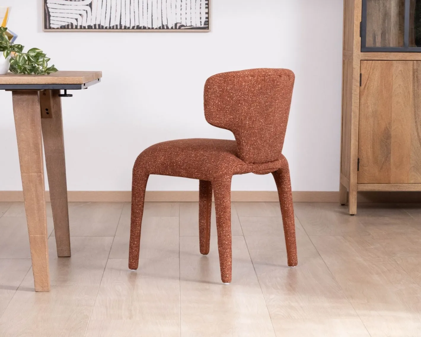 Outlet Lot de 2 chaises contemporaines avec habillage intégral en tissu terracotta “Milano” Chaise