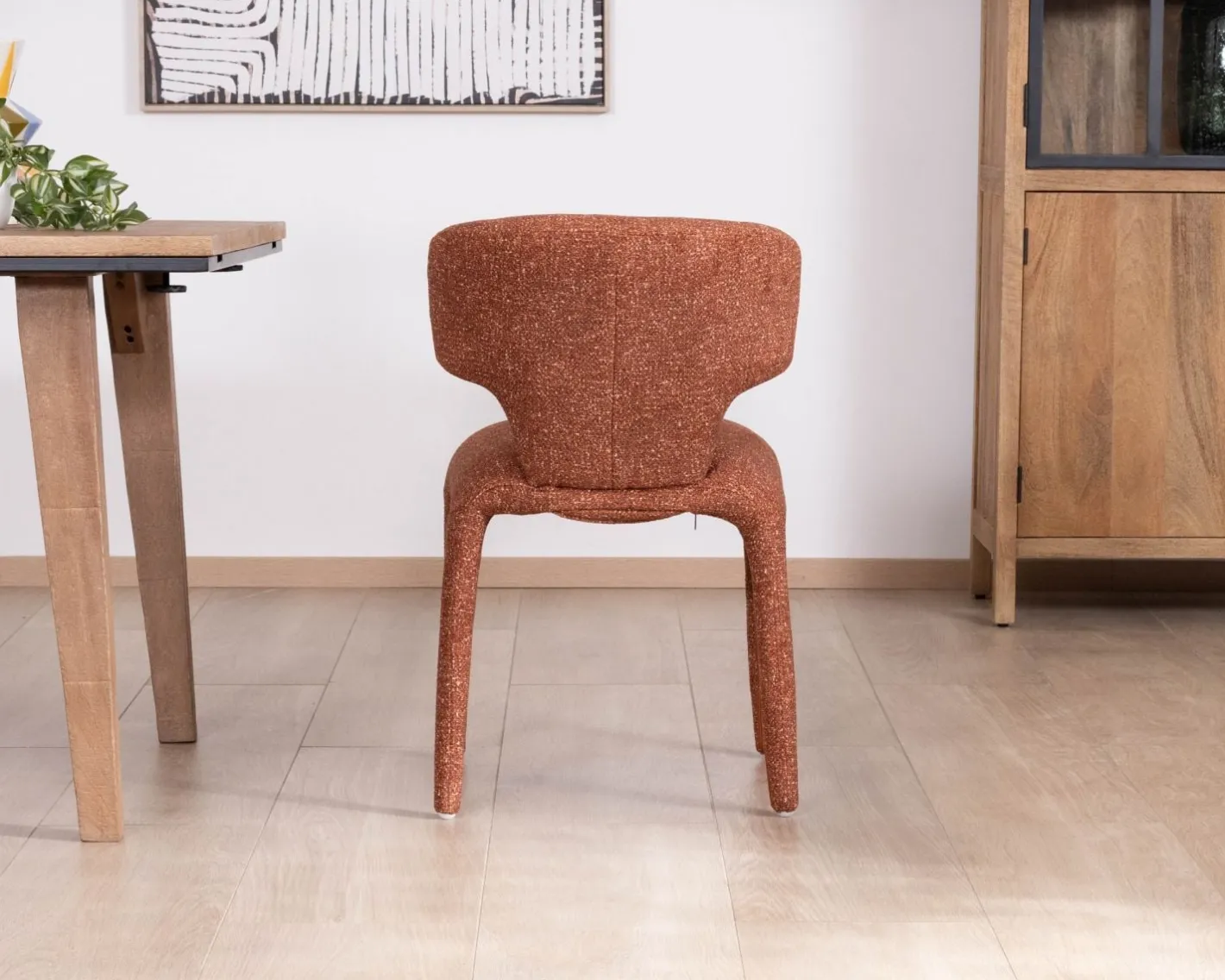 Outlet Lot de 2 chaises contemporaines avec habillage intégral en tissu terracotta “Milano” Chaise