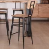 Sale Lot de 2 chaises de bar avec dossier métal et bois "Atelier Kraft" Chaise De Bar