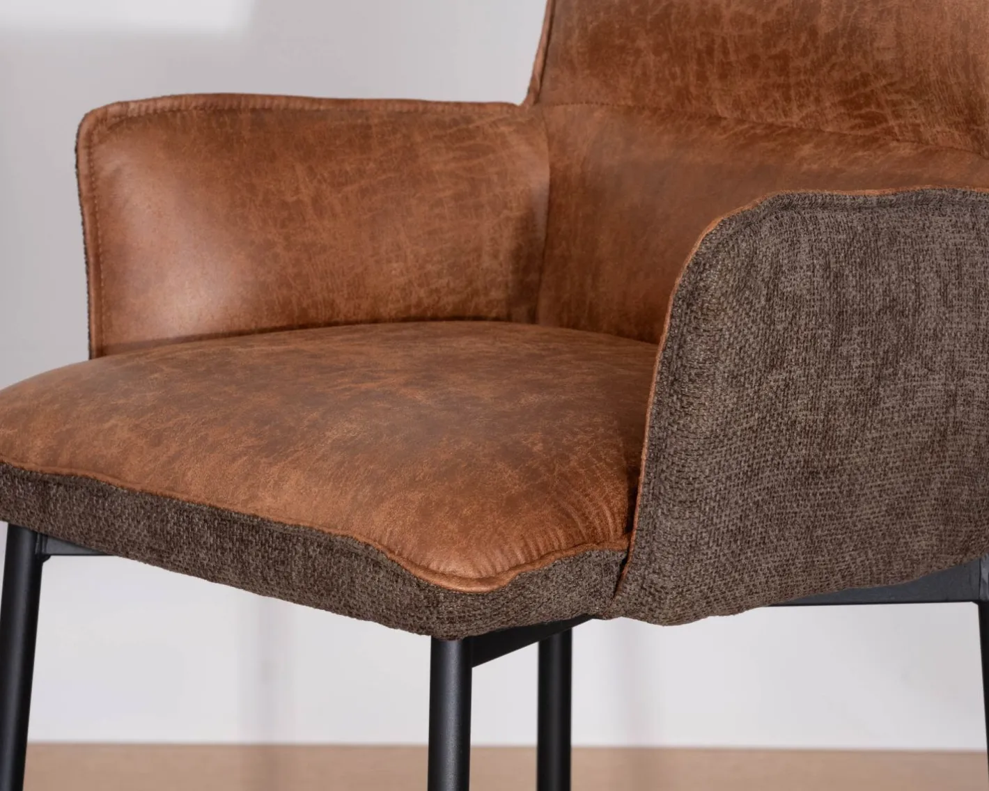 New Lot de 2 chaises de bar bi-matière cognac et marron "Lokka" esprit rétro Chaise De Bar