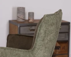 Lot de 2 chaises de bar bi-matière vert et pieds en métal noir "Lokka" effet cuir vieilli esprit rétro Chaise De Bar