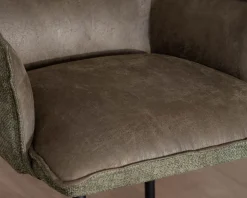 Lot de 2 chaises de bar bi-matière vert et pieds en métal noir 