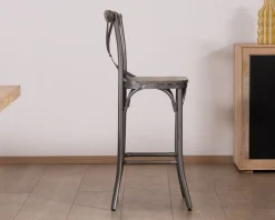 Hot Lot de 2 chaises de bar gris foncé "Snack Indus" métal et bois Chaise De Bar