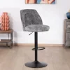 New Lot de 2 chaises de bar hauteur réglable en velours gris et pied métal noir "Zoung" Chaise De Bar