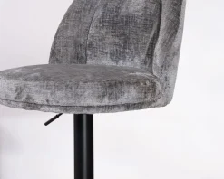 New Lot de 2 chaises de bar hauteur réglable en velours gris et pied métal noir