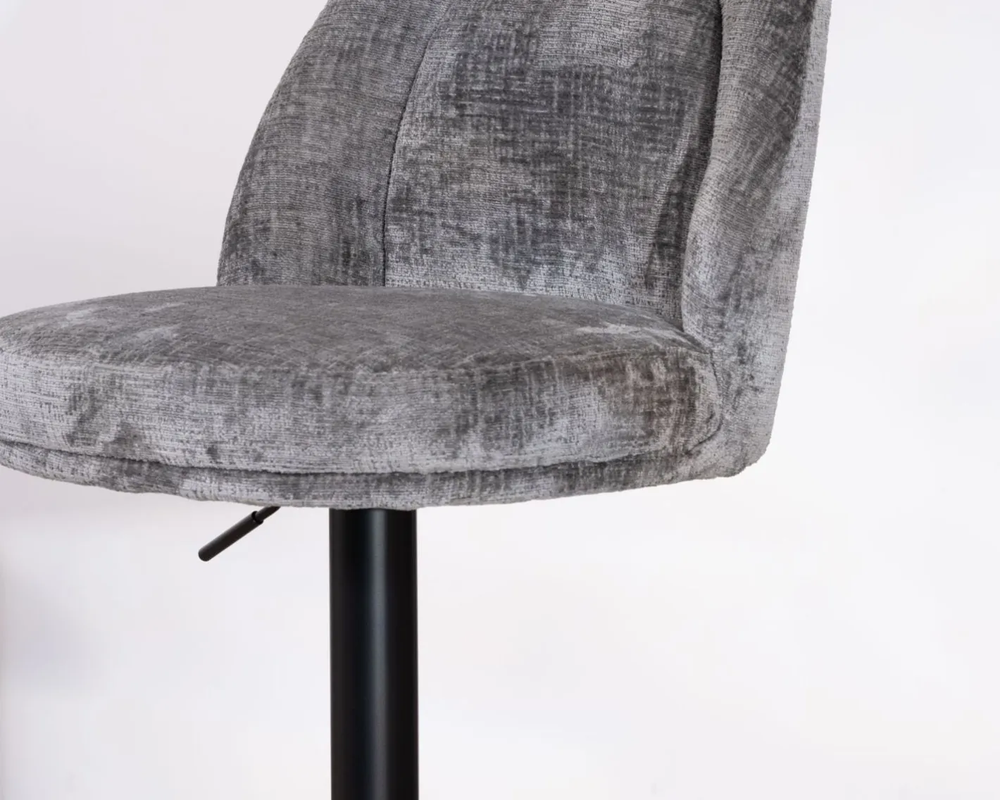 New Lot de 2 chaises de bar hauteur réglable en velours gris et pied métal noir "Zoung" Chaise De Bar