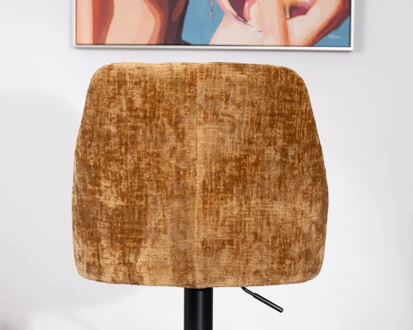 Discount Lot de 2 chaises de bar pivotantes et réglables en velours ocre "Zoung" et pied en métal noir Chaise De Bar