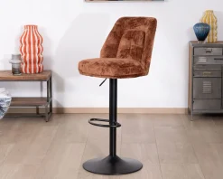 Best Lot de 2 chaises de bar pivotantes en velours ras terracotta avec dossier haut 