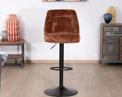 Best Lot de 2 chaises de bar pivotantes en velours ras terracotta avec dossier haut 