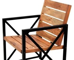 Clearance Lot de 2 chaises de jardin en bois et métal 