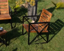 Clearance Lot de 2 chaises de jardin en bois et métal 