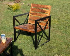 Clearance Lot de 2 chaises de jardin en bois et métal 