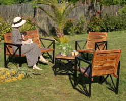 Clearance Lot de 2 chaises de jardin en bois et métal 
