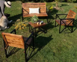 Clearance Lot de 2 chaises de jardin en bois et métal 