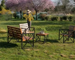 Clearance Lot de 2 chaises de jardin en bois et métal 
