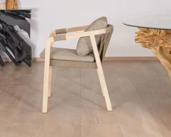 Clearance Lot de 2 chaises de repas confort et design en teck recyclé "Eole" Chaise