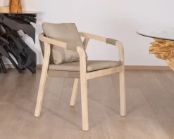 Clearance Lot de 2 chaises de repas confort et design en teck recyclé "Eole" Chaise