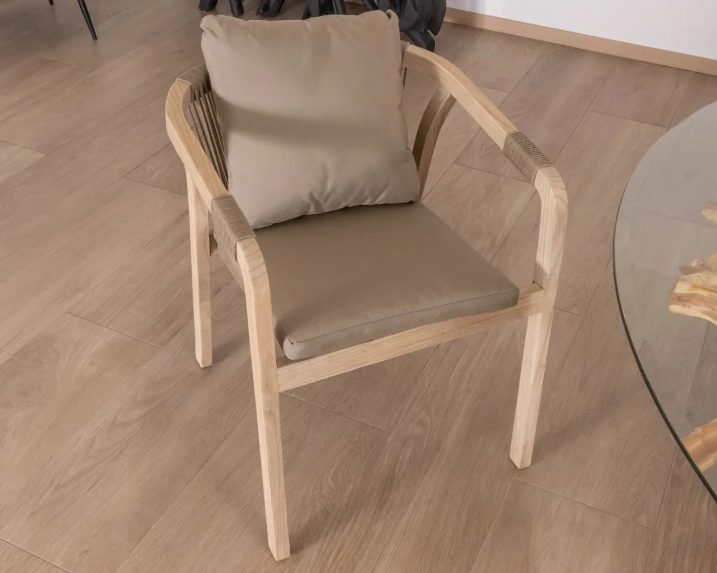 Clearance Lot de 2 chaises de repas confort et design en teck recyclé "Eole" Chaise