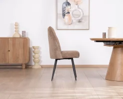Discount Lot de 2 chaises de repas contemporaines matelassées en tissu bouclette grège