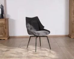 Clearance Lot de 2 chaises de repas contemporaines design "Niko" tissu anthracite Chaise