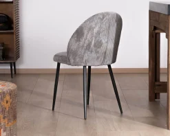 Outlet Lot de 4 chaises de repas contemporaines en velours côtelé gris "Bellot" Chaise