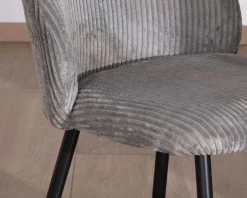Outlet Lot de 4 chaises de repas contemporaines en velours côtelé gris 
